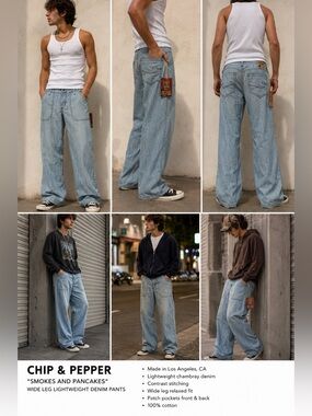 Chip & Pepper Smokes And Pancakes Wide Leg Lightweight Denim Jeans Men’s 29 Y2K